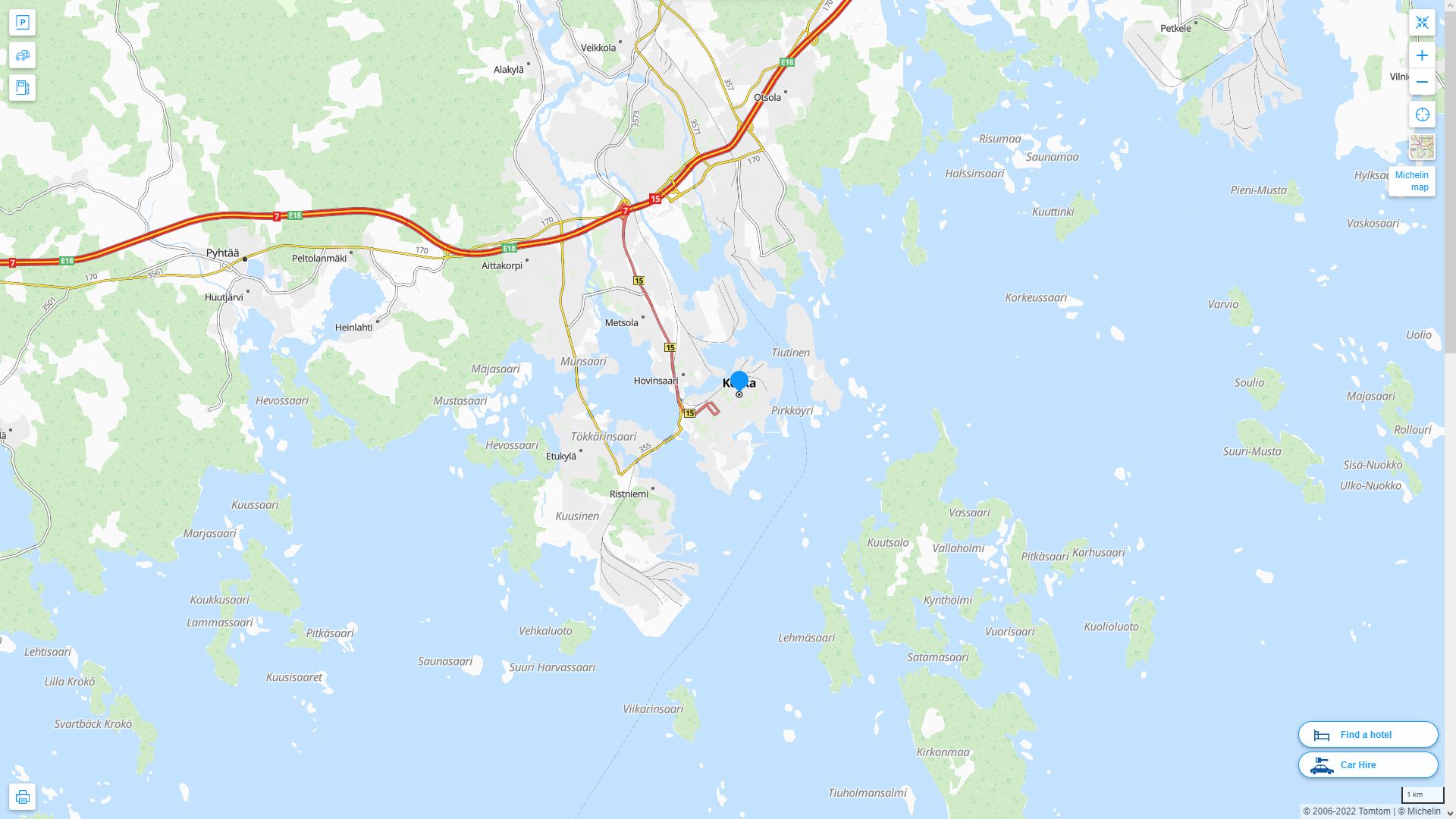 Kotka Finlande Autoroute et carte routiere